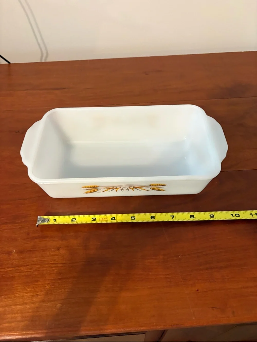 Fire-King Golden Wheat Vintage Milk Glass 10x7 Baking Dish USA